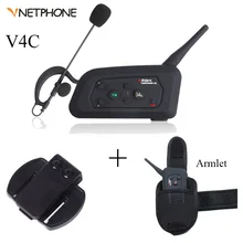 Vnetphone V4C Bluetooth домофон полный дуплекс двусторонний футбольный тренер Мото шлем ушной крючок наушники система связи FM 4 Rider