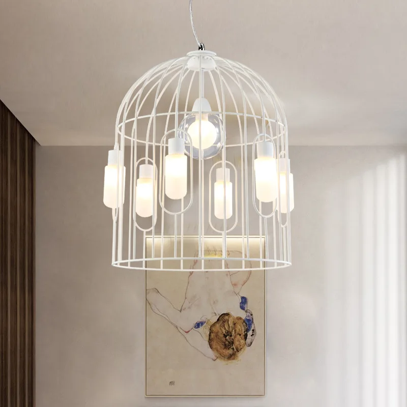 

Modern Bird Cage Led Pendant Lamp G9 Bulb Home Loft Decoration Hanging Light Fixtures Restaurant Dining Room Bar Pendant Lights