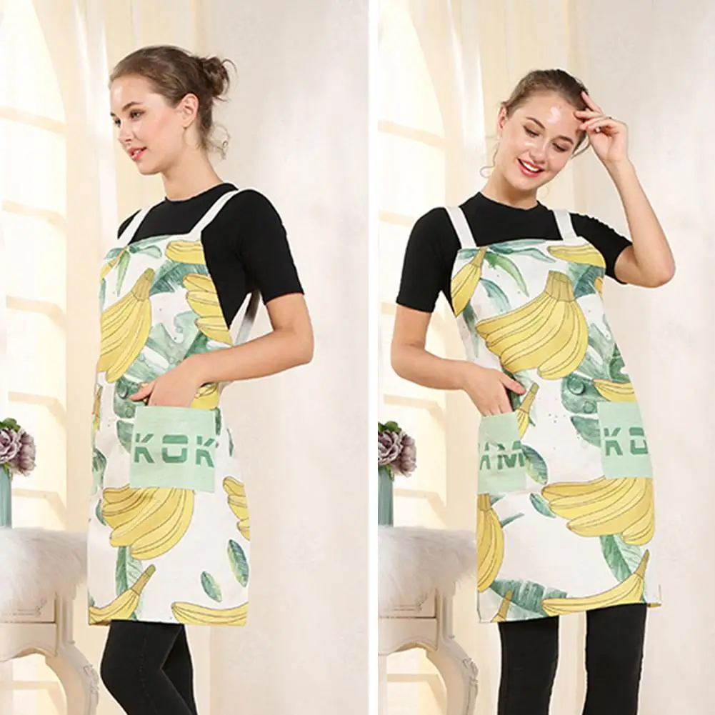 Новая мода банан хлопок белье без рукавов карманов Кухня Пособия по кулинарии защитный фартук для Для женщин