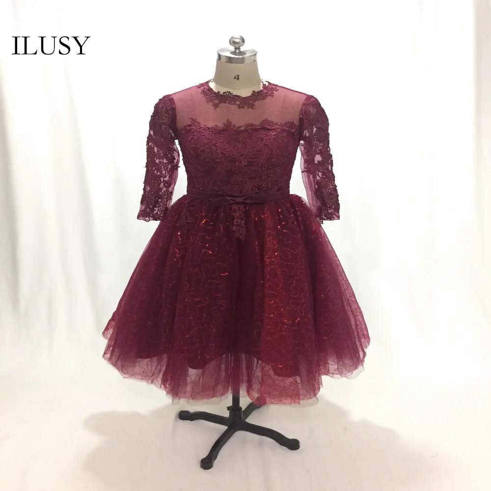 ILUSY Vestido de festa Красное Кружевное платье подружки невесты длиной до колена платья подружки невесты для свадьбы