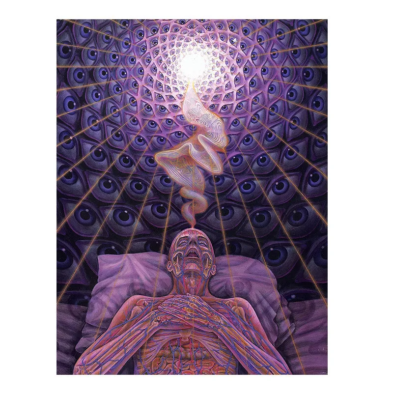 Trippy Alex серый арт смерти психоделический постер из шелковой ткани с принтом