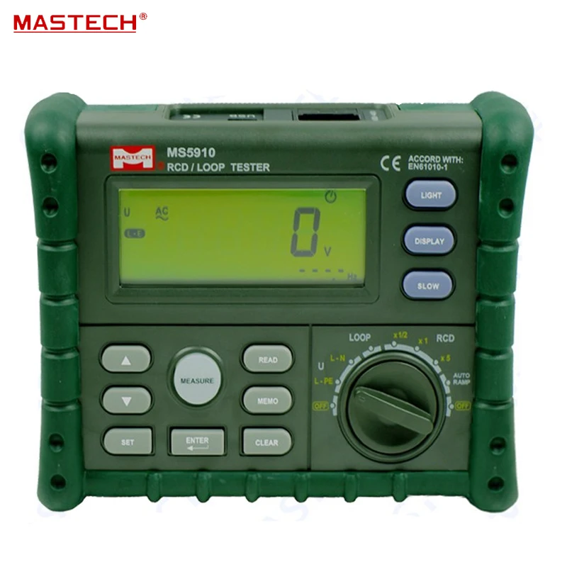 

MASTECH MS5910 Professional GFCI Tester Circuit Trip-out Current/Time Test RCD/Loop Resistance Meter with USB Interface