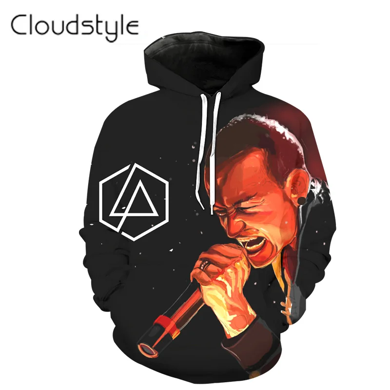 

Cloudstyle 2018 Fashion 3D Hoodies Men Linkin Park Chester Bennington Print Longsleeve Hooded Sweatshirts Casual Pullovers Tops