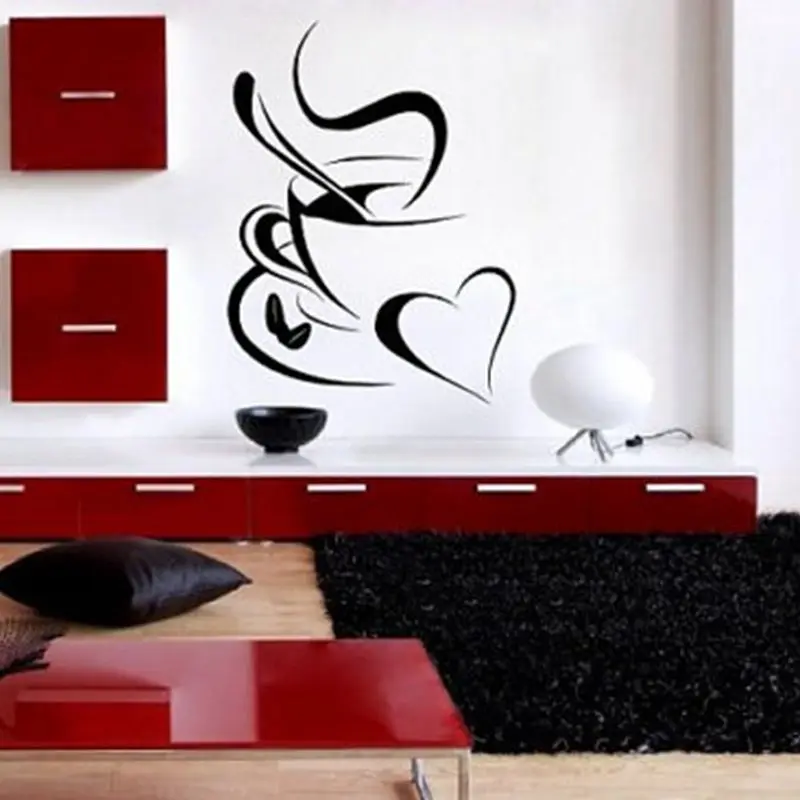 kitchen wall sticker coffee , coffee cup with heart kitchen vinyl wall art decor decal stickers 25x22cm kitchen wall sticker coffee , coffee cup with heart kitchen vinyl wall art decor decal stickers 25x22cm