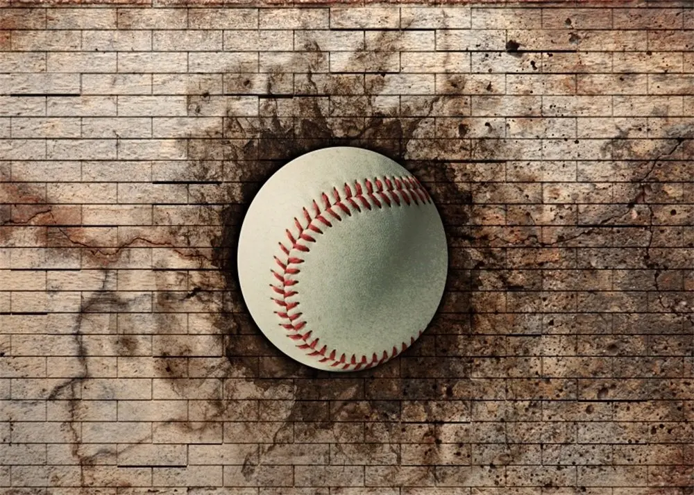 

Baseball Backdrop Creative Ball Crash Brick Wall Backdrops for Photography Grunge Brick Sports Theme Portraits