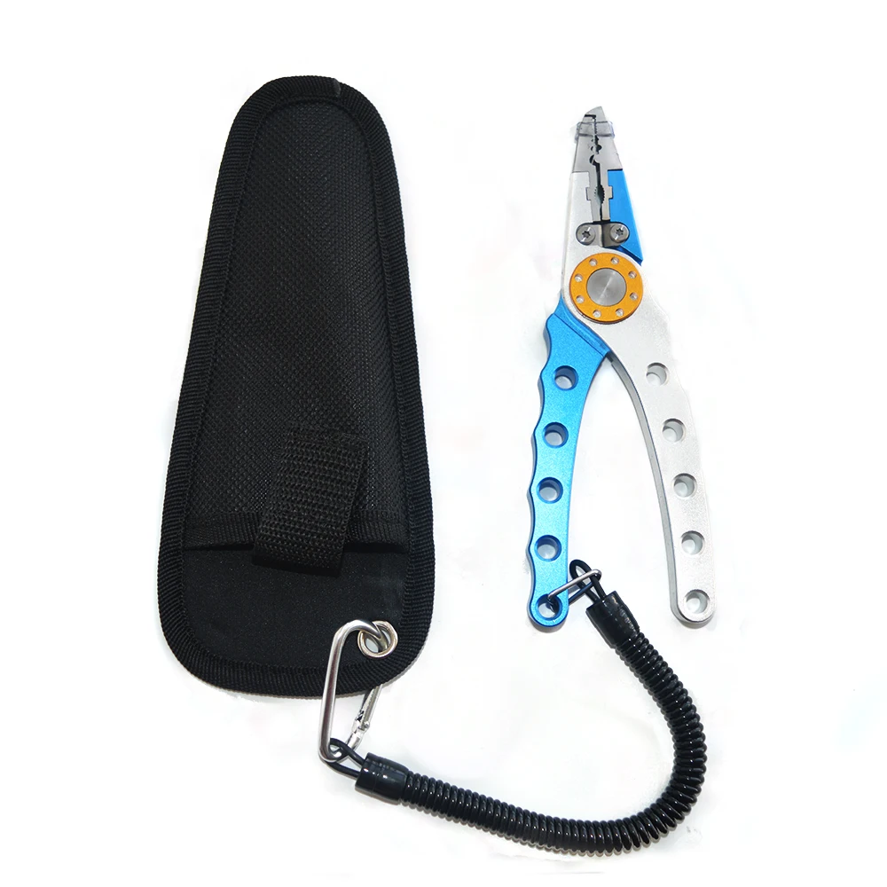 

1PCS portative nylon fabric pack 304 stainless steel jaw c-clam aluminium alloy handle fishing plier