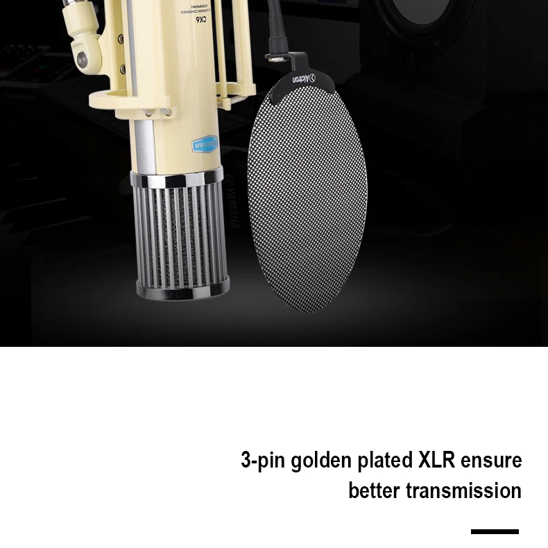 Alctron CK6 высокопроизводительный конденсаторный микрофон с 34 мм большой золотой диафрагмой для веб-каста караоке радио Запись микрофон