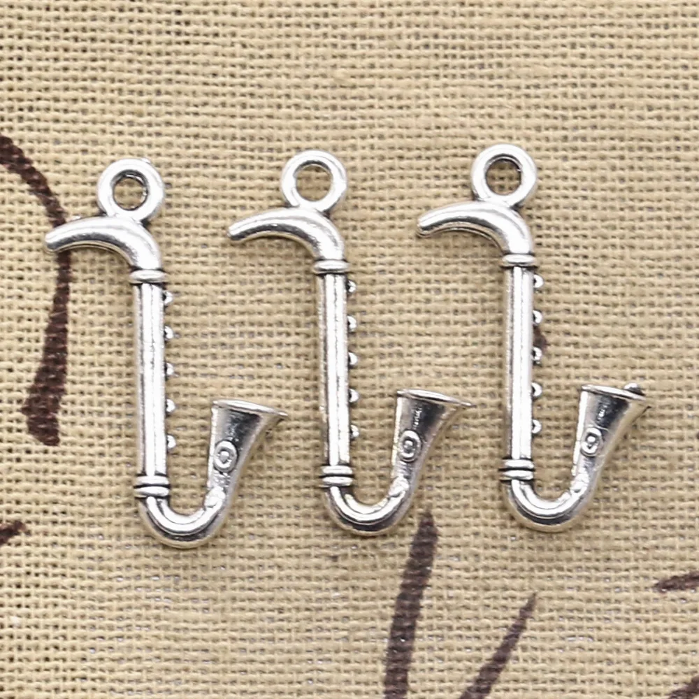 

8pcs Charms saxophone instrument music 17x27mm Antique pendant fit Vintage Tibetan Silver DIY bracelet necklace