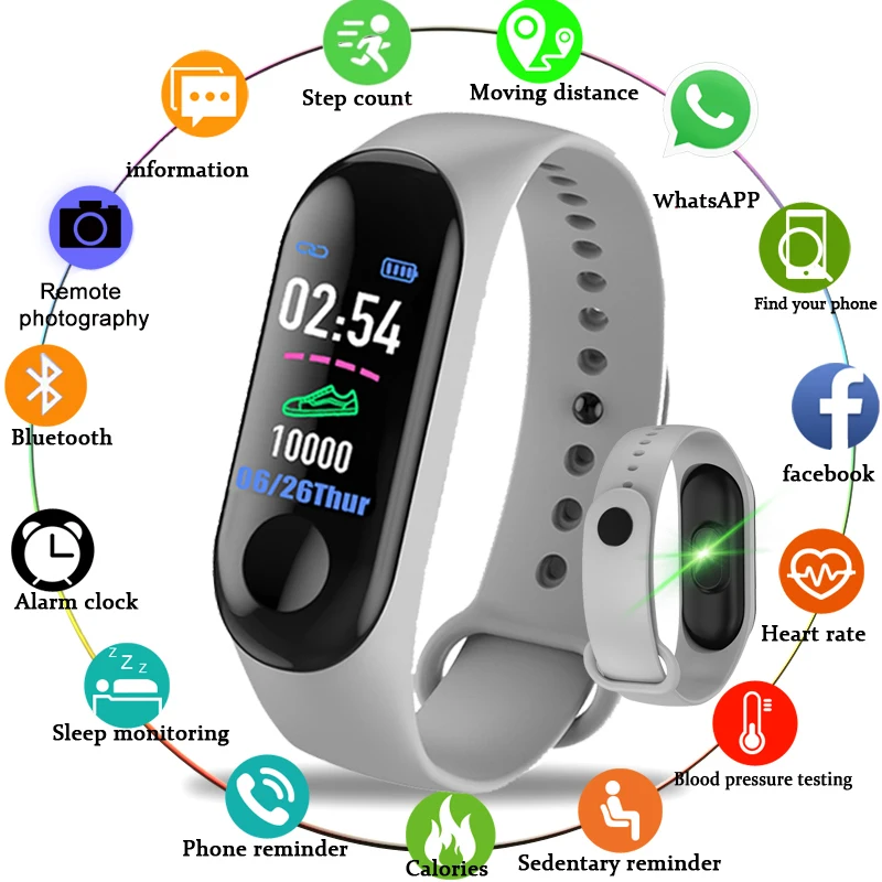 Free ship Smart Sport Bracelet Wristband Blood Pressure Heart Rate Monitor Pedometer Watch men Women Kids For Android iOS | Электроника