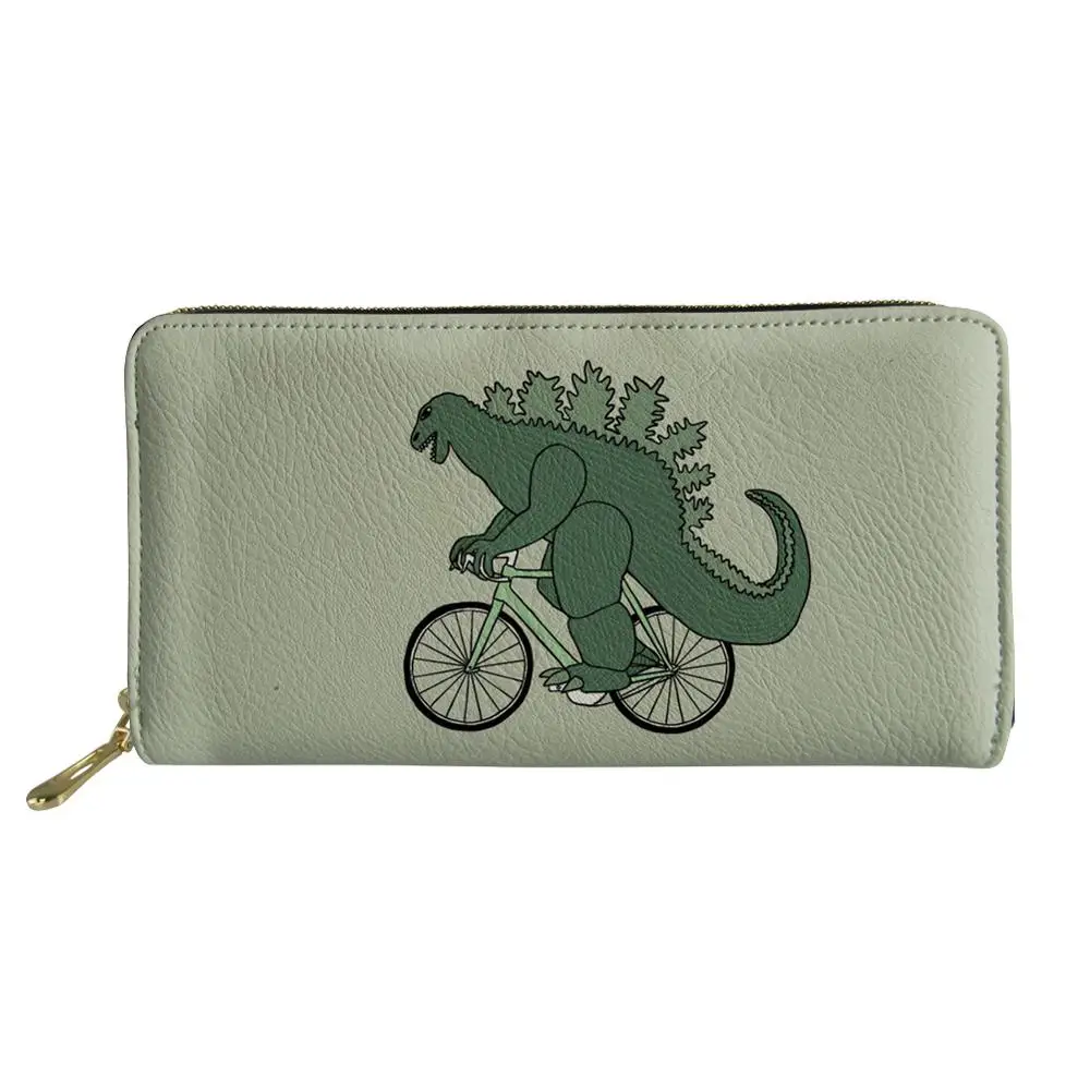 

Dropshipping Unique Women's Leather Wallet Trendy Fashion Female Men's Dinosaur Design Credit Card Cute Holder Purse Money Bags