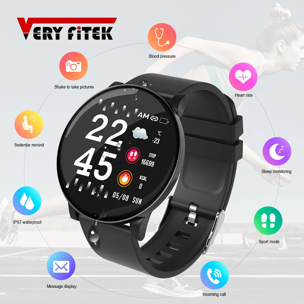 

VERYFiTEK zW8 Sports Smart Watch Blood Pressure Heart Rate Monitor Fitness Bracelet Watch IP67 Waterproof Men Women Smartwatch