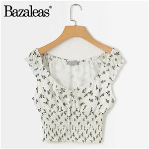 Bazaleas винтажная модная футболка укороченный топ бюст галстук-бабочка женская футболка шикарные узкие с эластичным поясом обрезанная женская футболка Прямая поставка - Цвет: N108