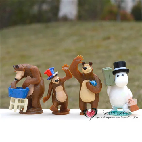 

Free shipping 1pc Retail Russian Bear Mini Figures PVC toys bear animal toys cake car party office home decoration kids gift