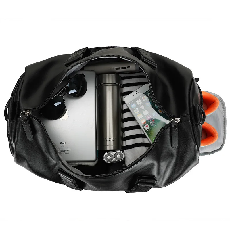 Black Leather PU Sport Bag Men For Gym Sport Bags For Fitness Portable Shoulder Bag Handbag With Shoes Storage Duffel Bag Black Leather PU Sport Bag Men For Gym Sport Bags For Fitness Portable Shoulder Bag Handbag With Shoes Storage Duffel Bag