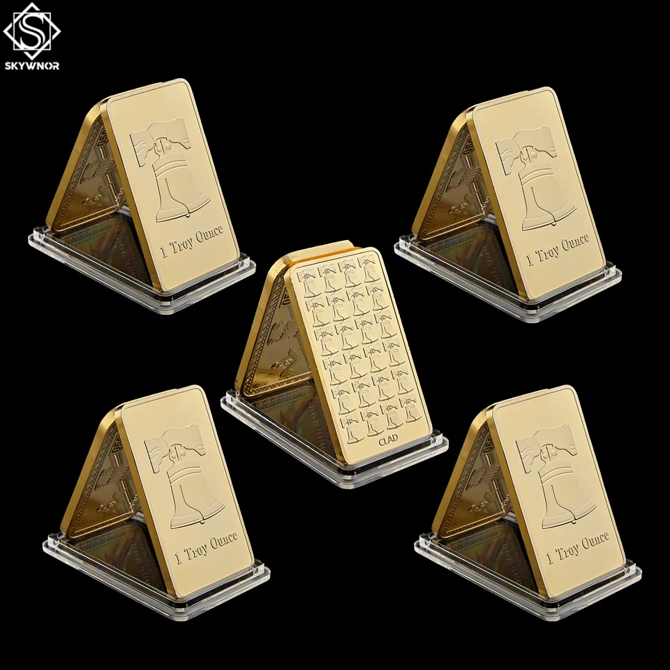 5PCS United Kingdom Replica Gold Bars Bell Fine Gold Clad Bar Bullion