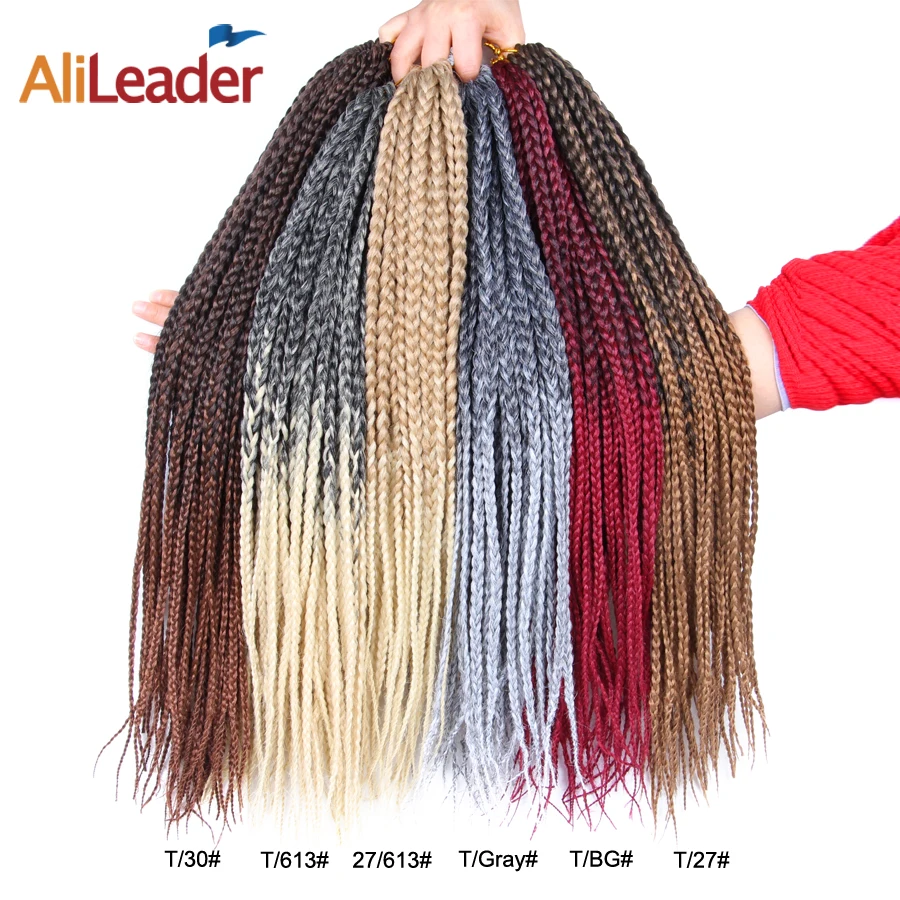 

Alileader 22roots /pack Ombre Box Braids Crotchet Extension 30inch 12inc High Temperature Fiber Synthetic Crochet Braiding Hair