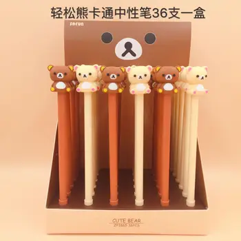 

36 pcs Gel Pens Cartoon qingsongxiong black colored kawaii gel-ink pens for writing Cute stationery office school supplies
