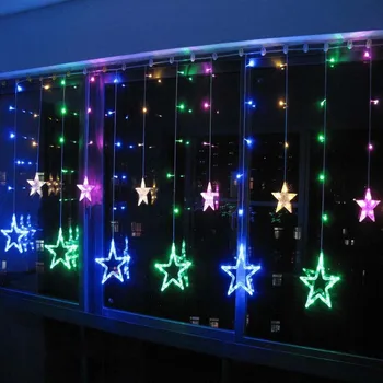 

2x1m RGB LED String CHRISTMAS Wedding Fairy Curtain LIGHTS Background Decoration 168 Lamps 12 Stars 110V/220V EU/US/UK/AU
