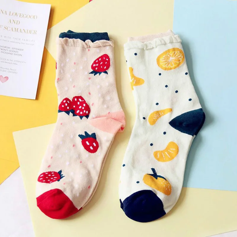 COSPLACOOL-Women-Art-Crew-Orange-Strawberry-Funny-Socks-Japanese-Cute-Socks-Divertidos-College-Chaussette-Femme (1)