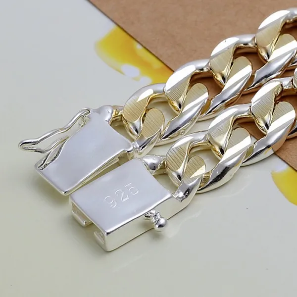 Мужской ювелирный браслет из серебра 925 пробы 10 мм ширина 21 см толстый изысканный модный серебряный браслет Wo мужские ювелирные изделия