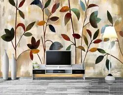 Пользовательские Papel де Parede, абстрактная живопись цвет листьев обои, гостиная TV диван спальня стены 3D настенные фрески обои