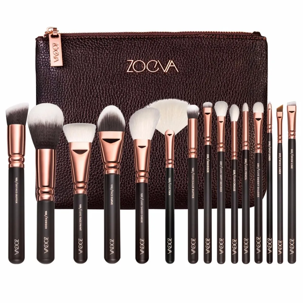 ZOEVA 15 PCS ROSE GOLDEN COMPLETE MAKEUP BRUSH SET Professional Luxury Set Make Up Tools Kit Powder Blending brushes