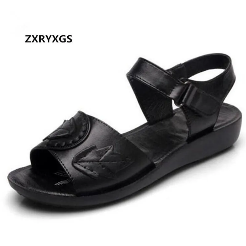 

New Soft Comfortable Real Leather Sandals Women Shoes Fashion Sandals 2018 Open Toe Summer Women Sandals Non-slip Flat sandals