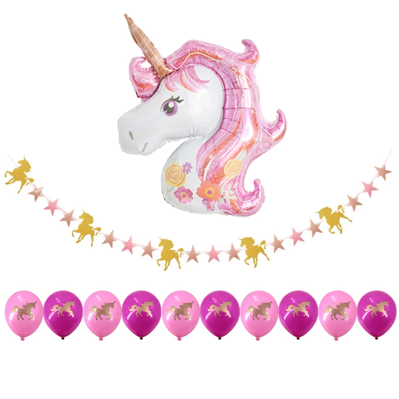 

Giant Unicorn Birthday Pink Air Helium Gas Balloons foil lot shimmer and shine party Set Twinkle Twinkle little star Gold banner