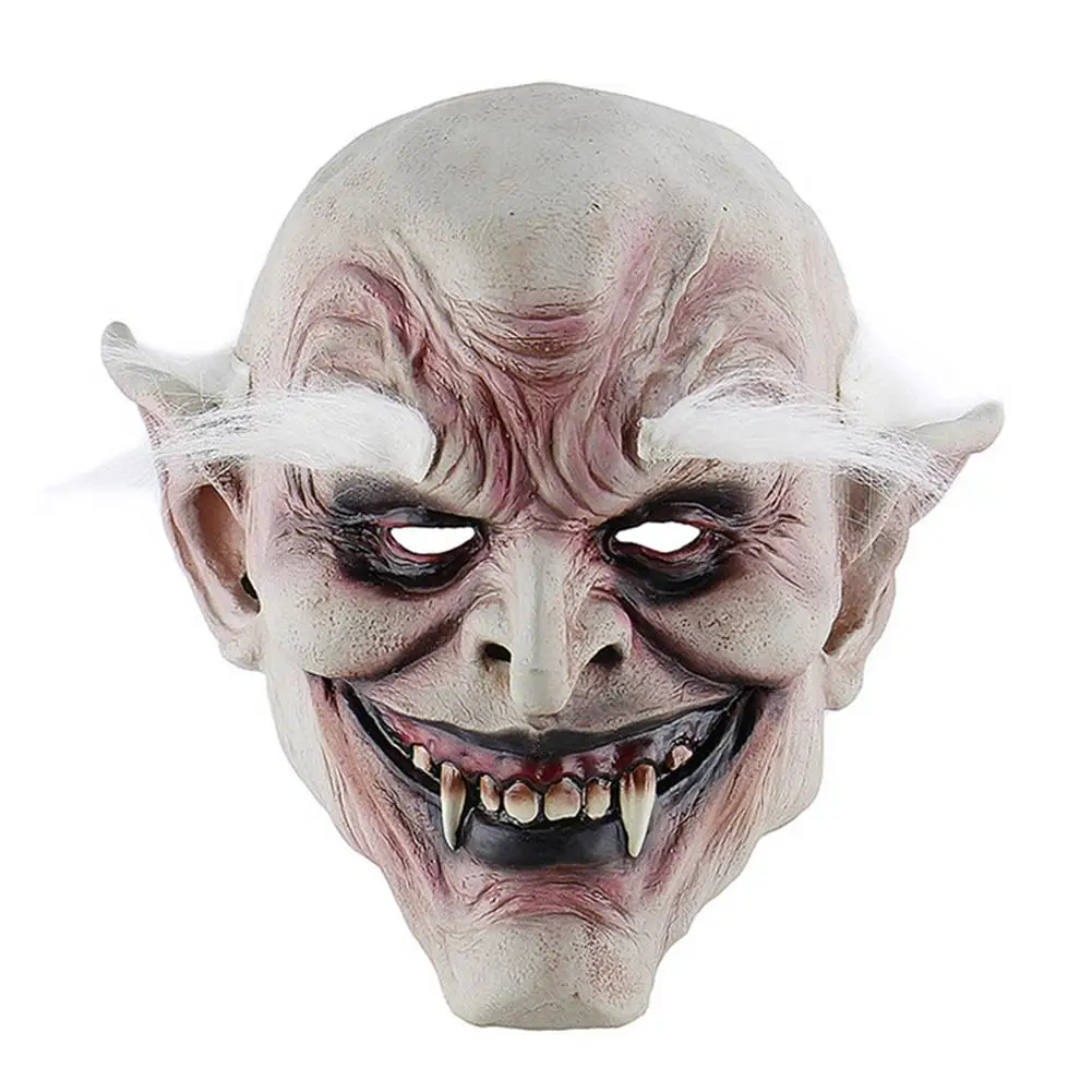Взрослый костюм рога маска белый-browed старый демон Хэллоуин жуткий Дьявол маска дом с привидениями злой убийца дропшиппинг - Цвет: A