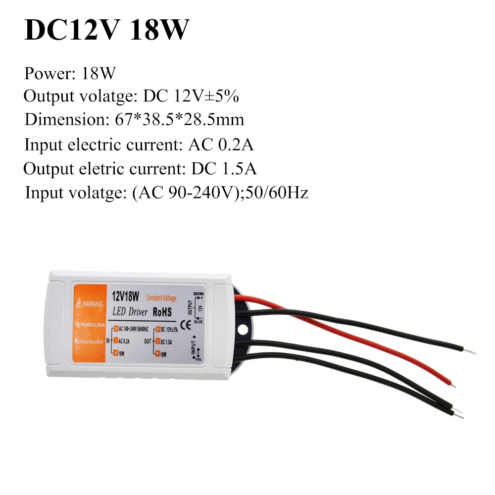 12V 1.5A 18W источник питания AC/DC адаптер трансформаторы переключатель для светодиодной ленты RGB потолочный светильник лампа драйвер Источник питания 90 V-220 V