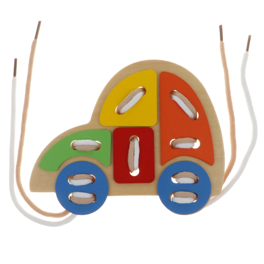 wooden threading toy