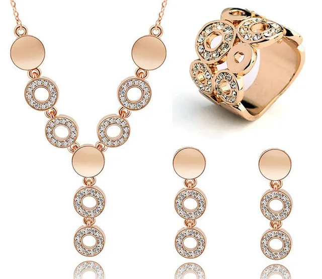 Cheap Wedding Jewelry Sets Circle Design Long Pendant Necklace