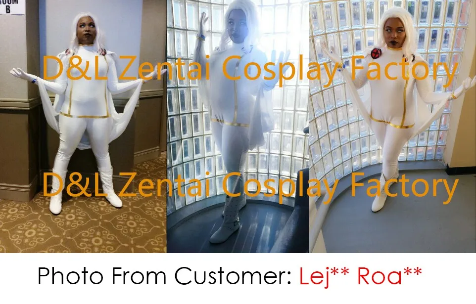 Free Shipping DHL X- Men Storm Ororo Munroe Superhero Costume White Lycra Spandex Suit Halloween Cosplay Costume XM112-1 (5)