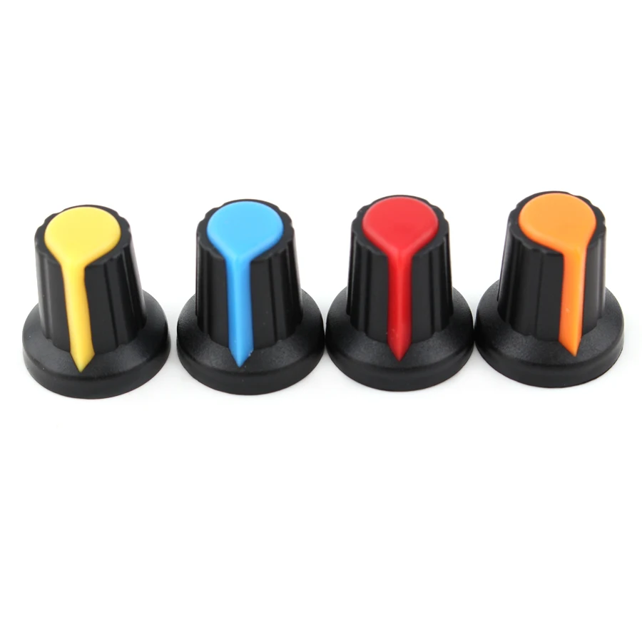 Description Picture 3 of item30PCS/lot WH148 Potentiometer Knob Cap(copper core) 15X17mm 6mm Shaft Hole AG2 Power Adapter switch Caps 5value*6PCS=30PCS