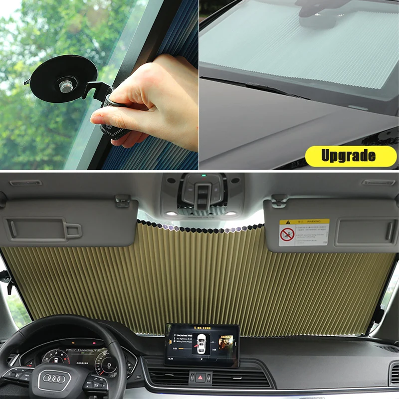 

56CM/65CM Upgarde Retractbale honeycomb SUV Truck Car Front Windshield Sunshade Rear Window Sun Visor UV Protection Curtain