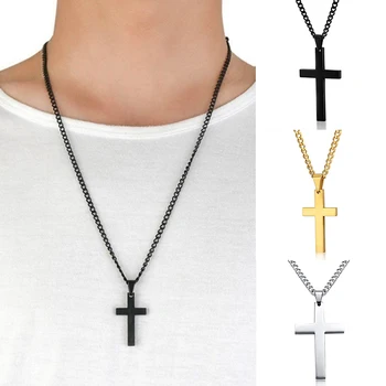 

Sale 1PC Hot High Quality Plated Men Link Chain Cross Pendant Alloy 4 Colors