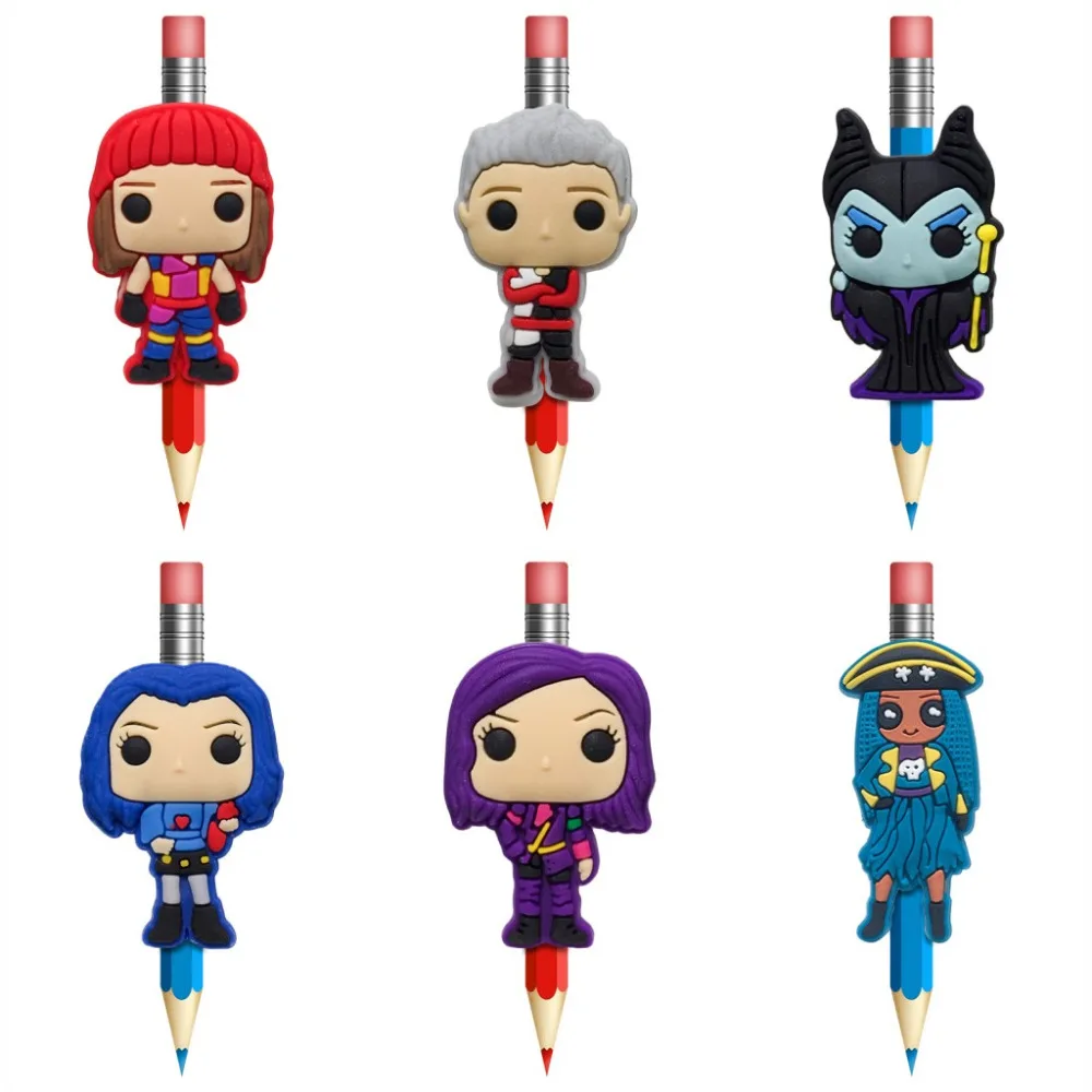 

1Pcs Descendants Pens Topper Cartoon Pencil Holder School Supplies Pencil Grip Kids Gifts