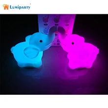 LumiParty High Quality 2Pcs Elephant Color Changing LED Night Light Lamp Wedding Party Decorations