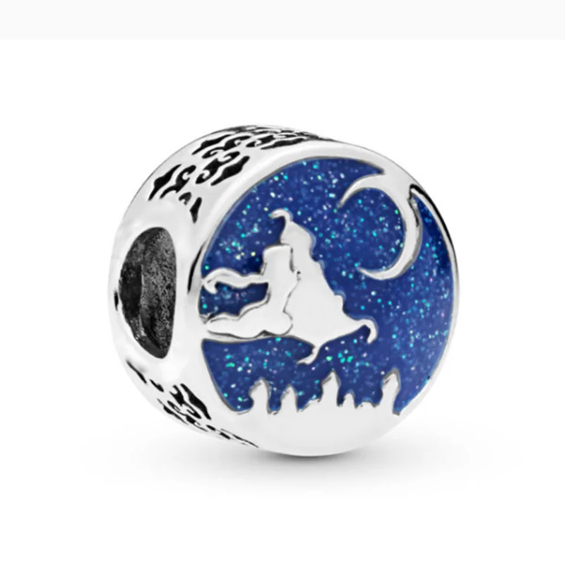 Подходит к оригинальному браслету Pandora из бисера, женский шарм, сделай сам, ювелирное изделие, 925 серебро, синий стиль, звезда, Рождественская бабочка, Луна, снежинка из бисера - Цвет: P315