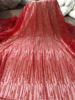 

New arrival Jolin-467 french net lace fabric with glued glitter sequins lace african tulle lace fabric