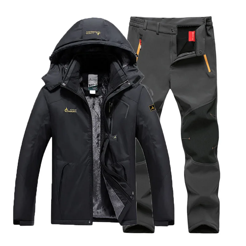 Большие размеры 6XL мужские зимние меховые водонепроницаемые теплые рыболовные треккинговые походные лыжные куртки флисовые спортивные штаны