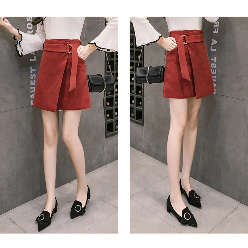 Neophil 2018 Women Winter Suede Mini Skirt Lace-Up Fashion Casual Bodycon High Waist A-Line Black Short Micro Tutu Skirts S1804 Skirts