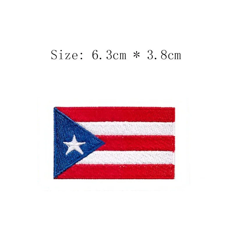 

Puerto Rico 2.5" wide embroidery flag patch Wholesale free shipping iron sew on bags left chest San Juan stars patches