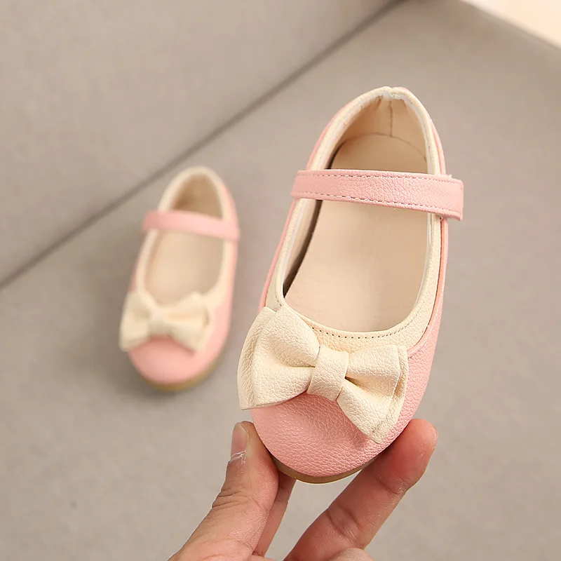New 1 to 5 year old fashion baby girls casual shoes bowknot princess shoes non-slip soft newborn walking shoes high quality - Цвет: Розовый