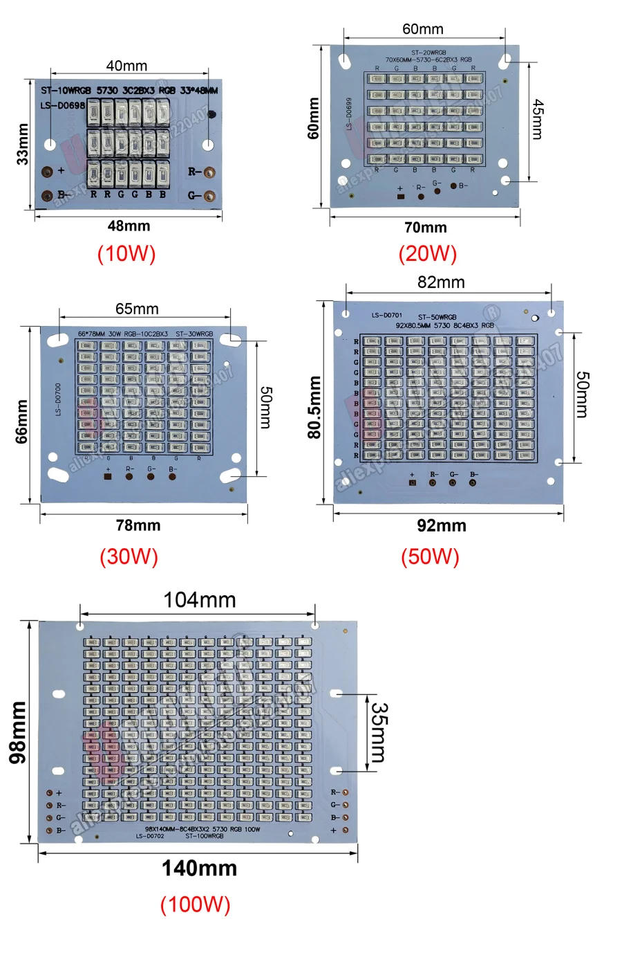 100 Вт RGB Цвет Светодиодный прожектор светильник PCB 140 х 98 мм SMD5730 светодиодный доска, светодиодный прожектор светильник ing источник, газонный светильник садовый светильник