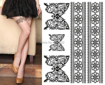 

5Pcs/Lot Art Transfer Decal/3D Waterproof Body Paint Filar Socks/Stocking Pattern Design Tattoo Sticker Women Free Shipping