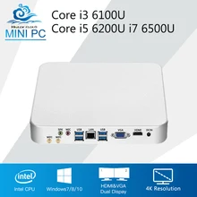 Mini PC Cooling Fan Mini Computer Windows 10 4K HTPC Core i3 6100U i5 6200U i7 6500U HD Graphics 520 Office Computer Desktop