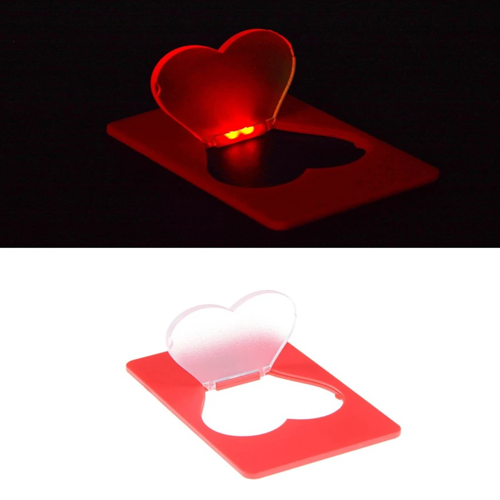 Multicolour Portable Heart Shap LED Card Light Pocket Lamp Put In Purse Wallet Emergency Light