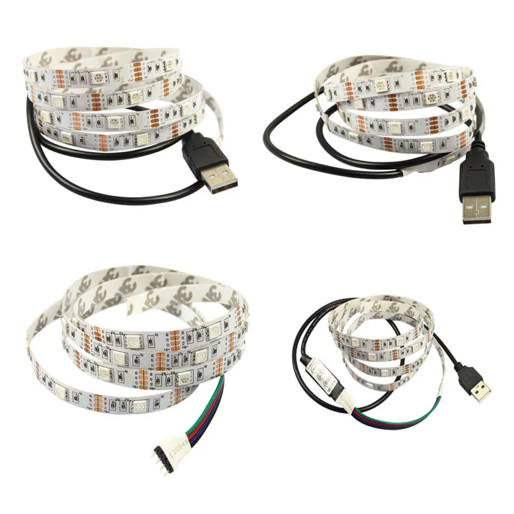 Светодиодный комплект подсветки для телевизора USB 5 в 2 м SMD5050 RGB цветной переливающийся шнур с 24 клавишами дистанционного управления HVR88