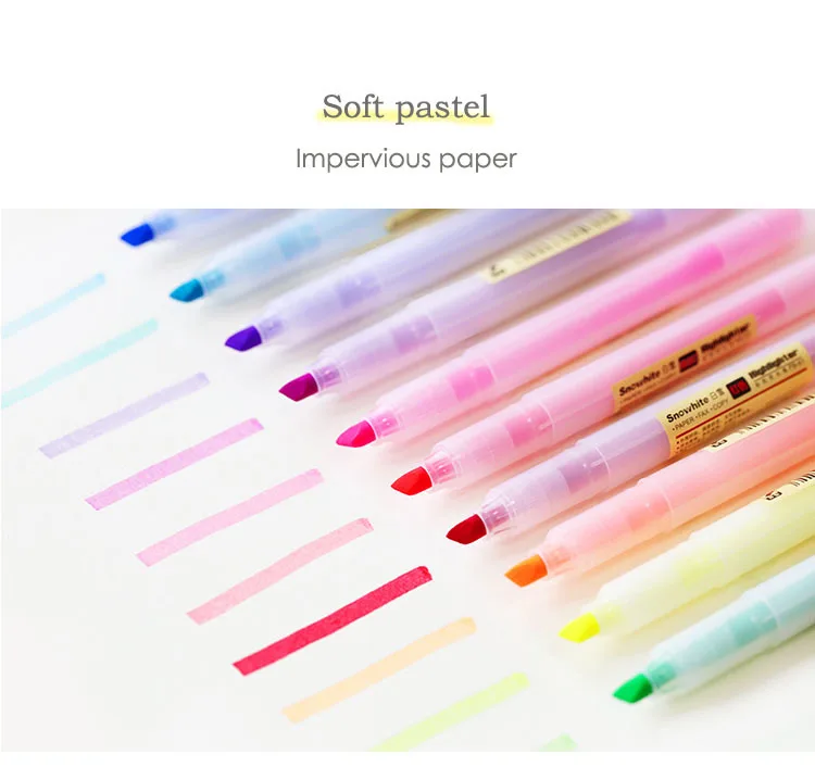 1pc soft pastel ended highlighter pen Fluorescent pen Marker pen Mild liner DIY School supplies Office Stationery kawaii